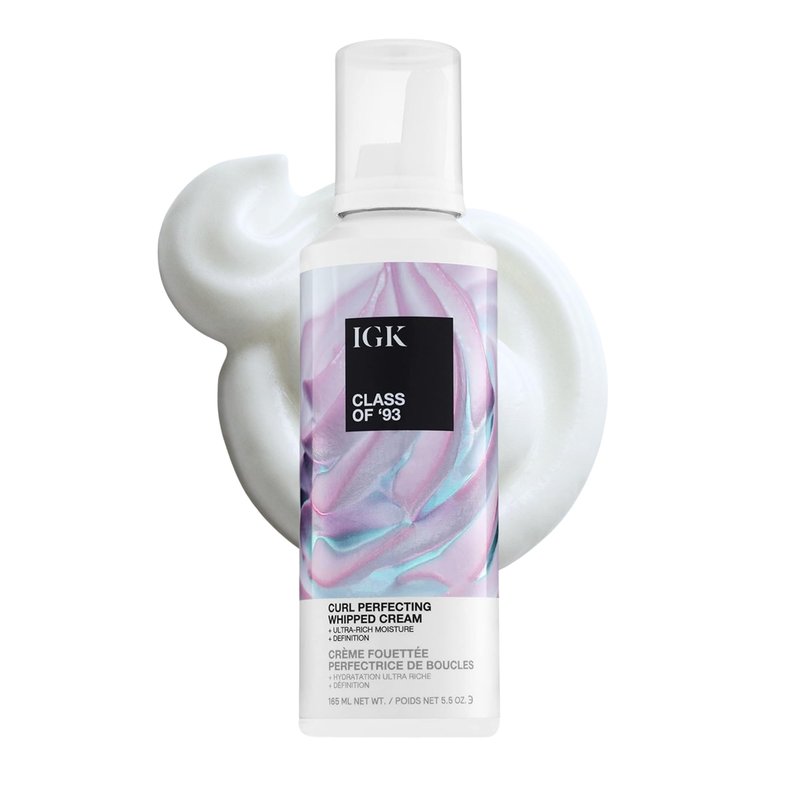 IGK Class of '93 Curl Cream - Whipped Leave-In Conditioner & Curl Defining Styler for Curly, Wavy & Coily Hair, with 10 Butters & Oils, Silicone-Free, Vegan & Cruelty-Free, 5.5 Oz