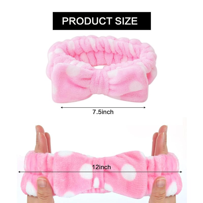 Pink Spa Headband - Soft Coral Fleece Bow Hair Band for Women | Perfect for Face Washing & Makeup (25 Pack)