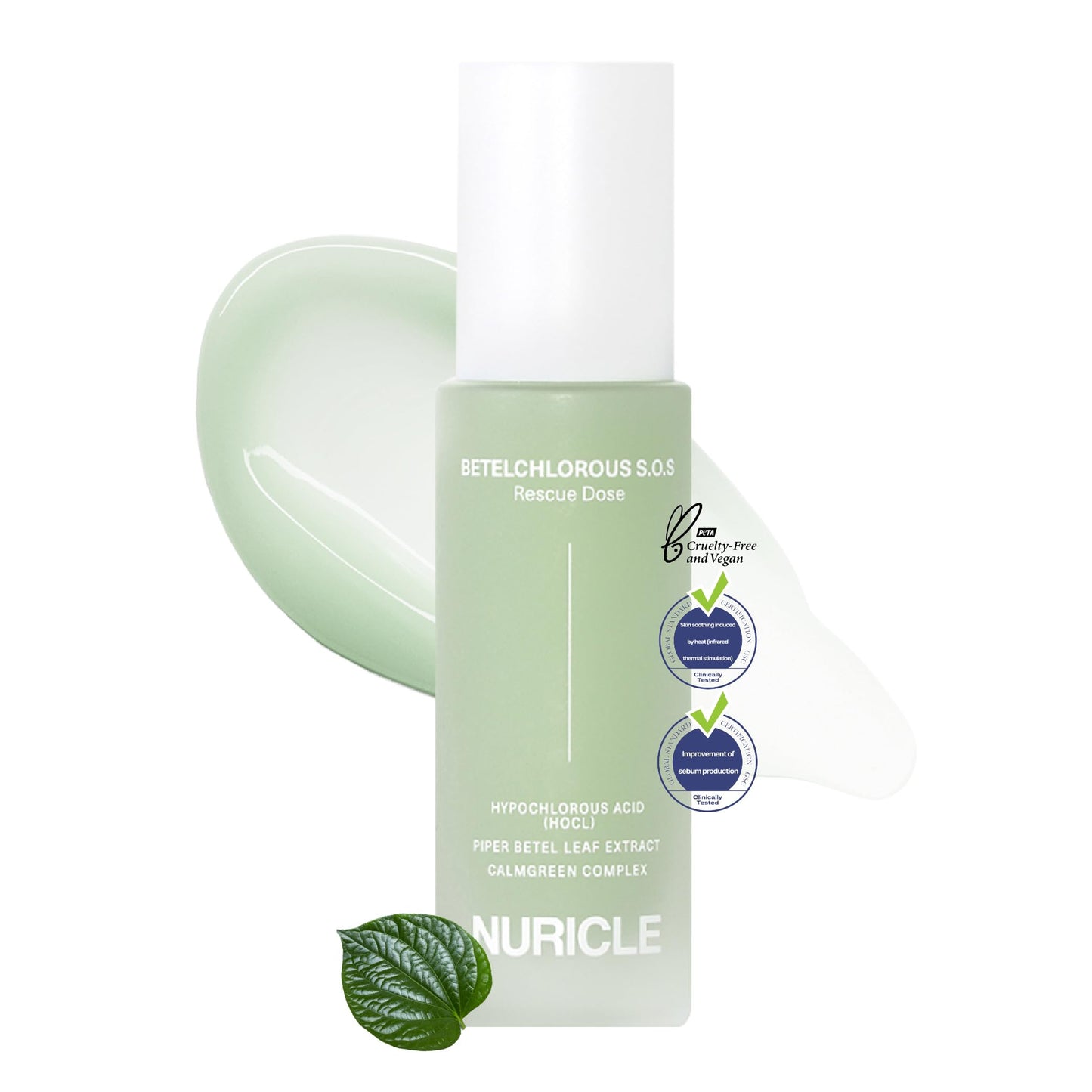 NURICLE Betelchlorous S.O.S Rescue Dose – Hypochlorous Acid Face Serum for Acne, Redness & Sensitive Skin, Soothing Korean Skincare Serum, 30ml (1.014 fl oz)