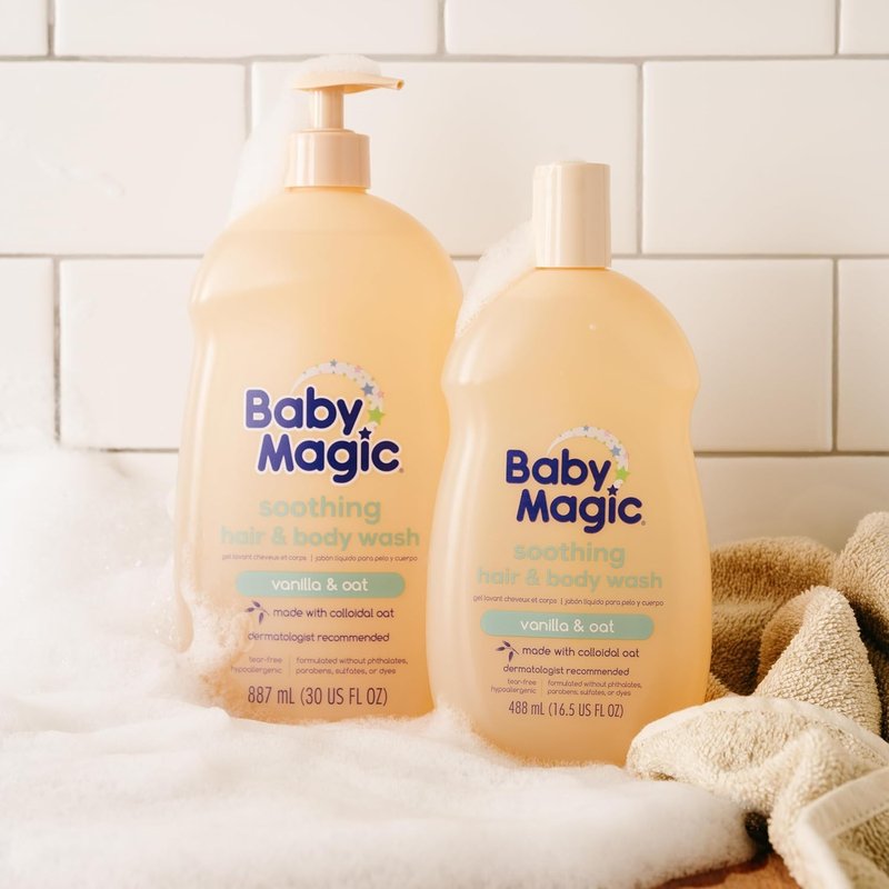 Baby Magic Soothing Hair & Body Wash - Vanilla & Oat | Tear-Free, Hypoallergenic Formula for Delicate Skin, 16.5 Fl Oz