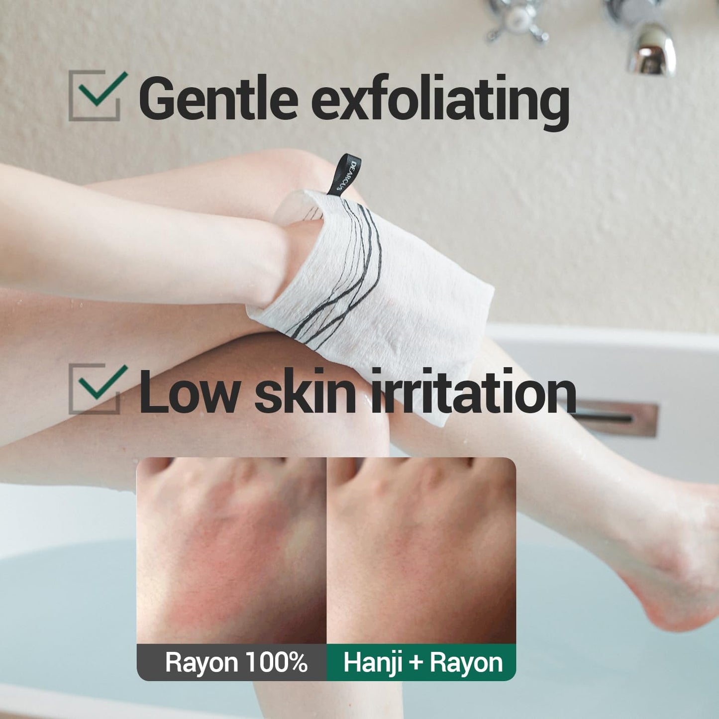 DEARCUS Korean Exfoliating Washcloth 4 Pack - Hanji Mulberry Bark Bath Towel, Gentle Dead Skin Remover & Back Scrubber, Quick-Dry Soft Exfoliator for Body & Sensitive Skin – Italy Towel Alternative