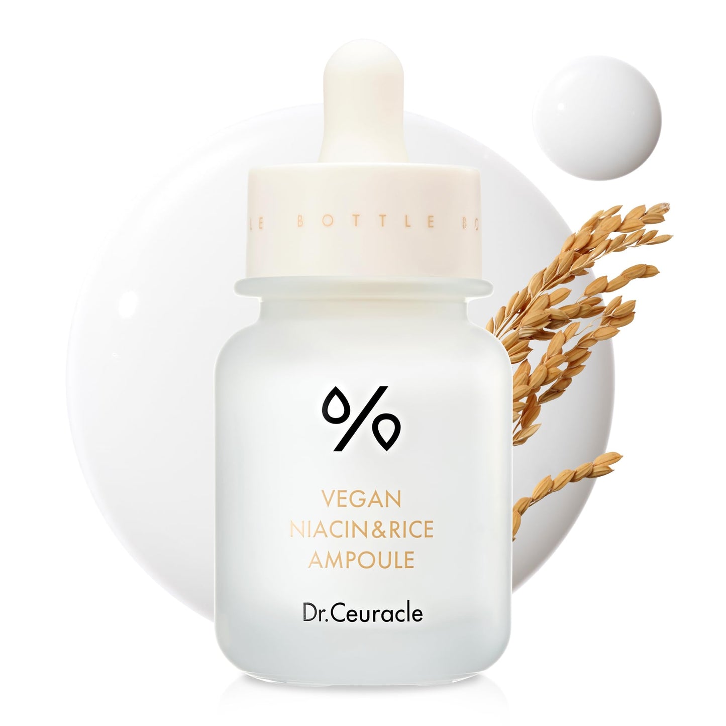 Dr.Ceuracle Vegan Niacin & Rice Ampoule - Dark Spot Discoloration Correcting Facial Treatment Serum with Soft and Silky Finish (30 ml / 1.01 fl. oz.)