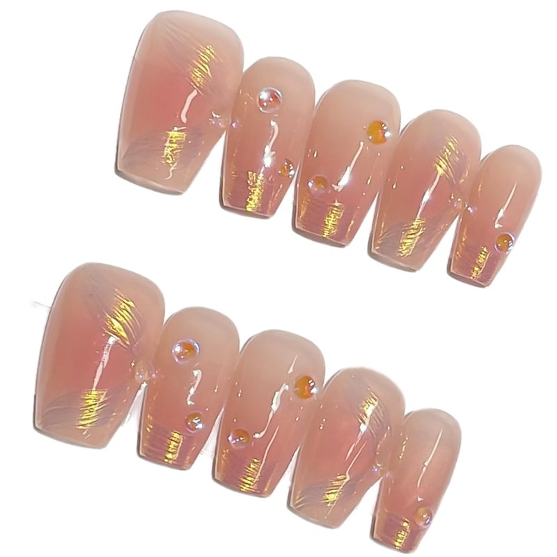 JINGHONG handmade nails,press on nails, transparent shining,Sparkly Shiny French nails,Ideal for Wedding Gift,Holiday,Reusable 10Pcs,False Nails Manicure Kits for Women,SIZE-S