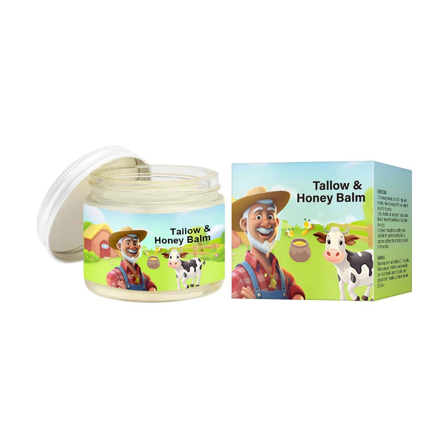 Abtiuey Tallow & Honey Balm, Based Supplies Handmade Beef Tallow Face Moisturizer for Skin, All-Natural with Grass-Fed Beef Tallow & Raw Wild Honey