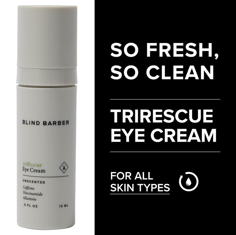 Blind Barber TriRescue Eye Cream for Men - Caffeine & Niacinamide Formula to Brighten Dark Circles | 0.5oz