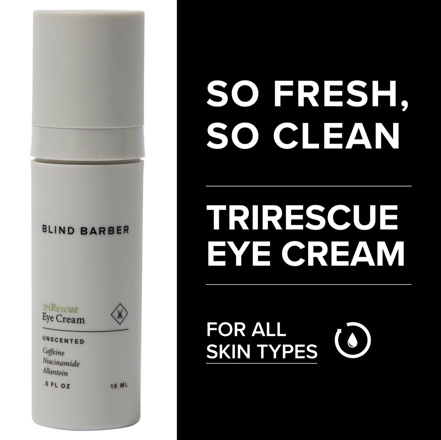 Blind Barber triRescue Eye Cream for Men - Formulated with Caffeine, Niacinamide & Allantoin to Illuminate & Awaken Under Eyes & Combat Dark Circles (0.5oz)