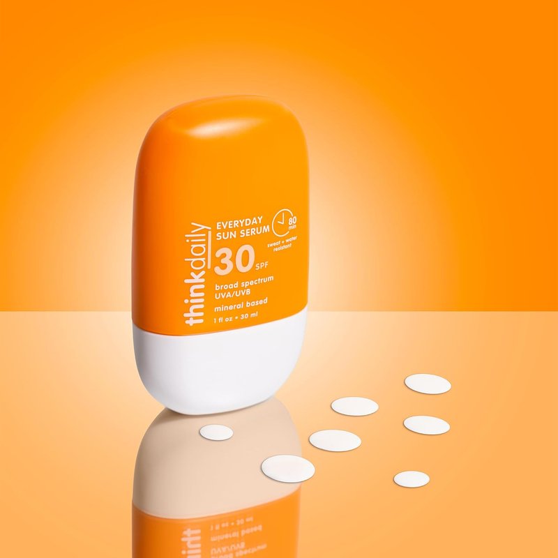 Thinkdaily SPF 30 Sunscreen - Hydrating Mineral Face Serum with Zinc Oxide, Aloe Vera & Jojoba Oil | 1 Fl Oz