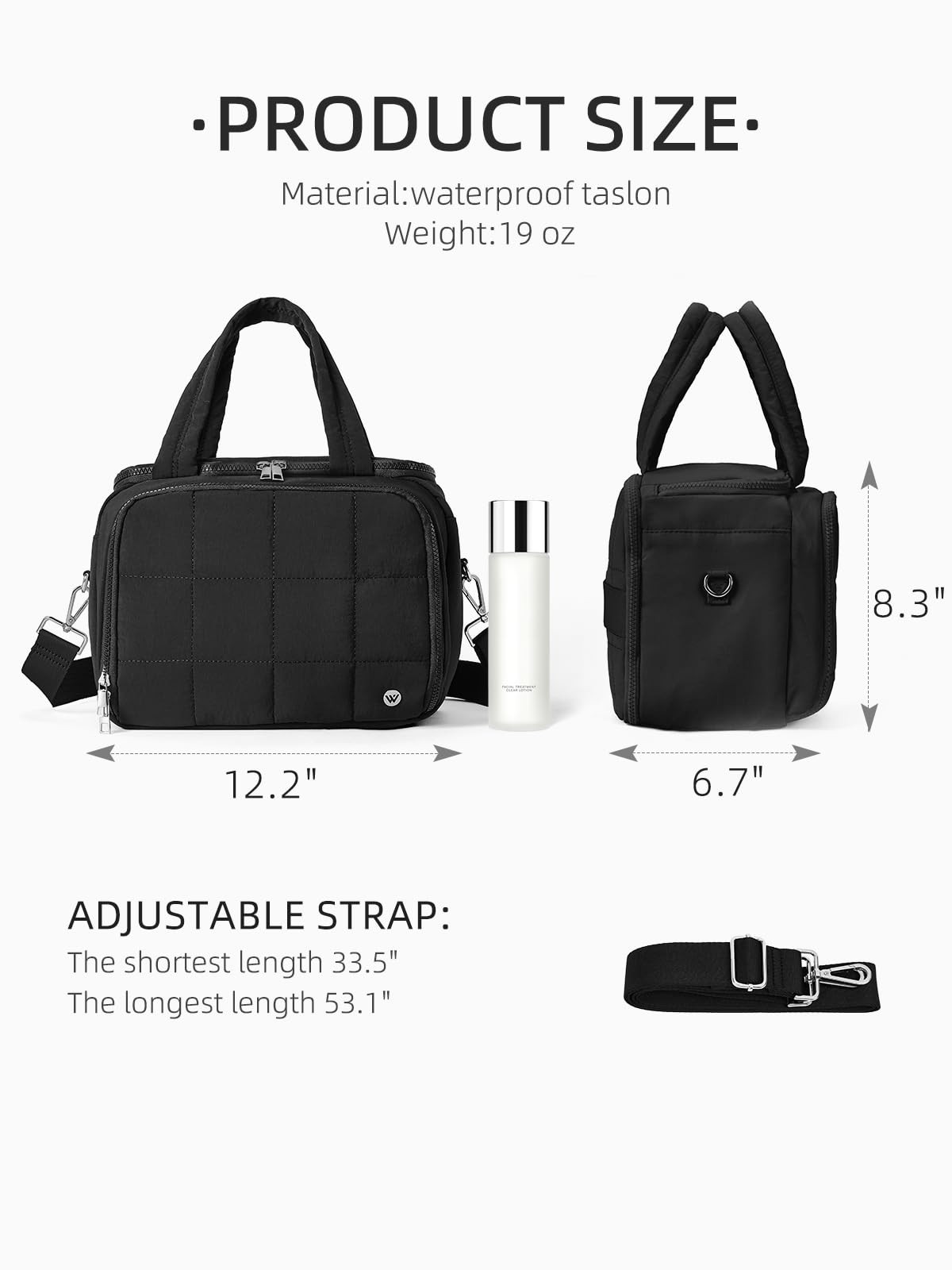 WESTBRONCO Small Toiletry Bag for Women with Jewelry Organizer, Lightweight Large Travel Toiletry Bag, Puffy Quilted Makeup Bag Organizer for Accessories, Essentials, Cosmetics, Toiletries