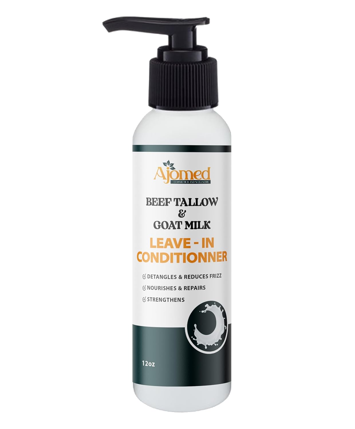 Beef Tallow & Goat Milk Leave-In Conditioner - Handmade Hair Detangler for Anti-Frizz & Dreadlocks | 12 Fl Oz