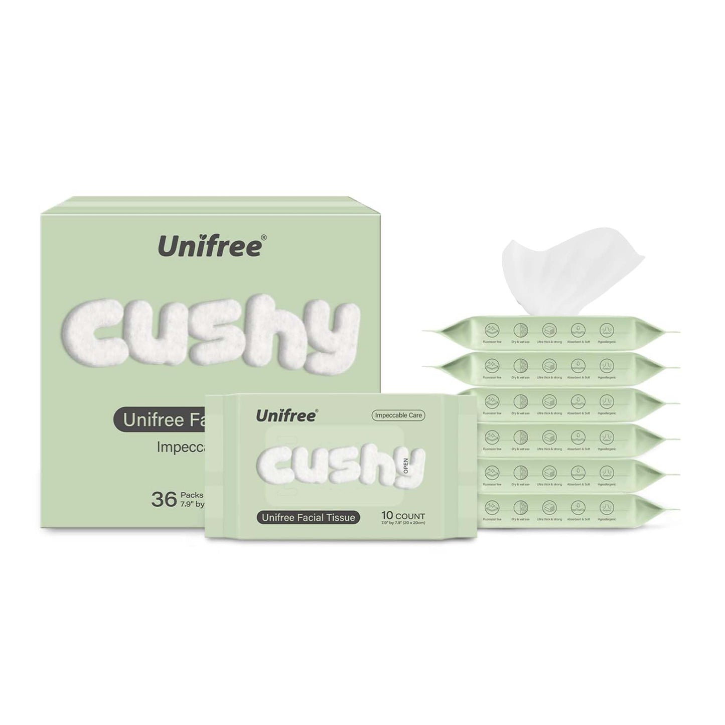 Unifree Facial Towels I Towelettes I Dry Wipes I Makeup Remover I Facial Tissues I On-the-go Convenient Pack (360 count)