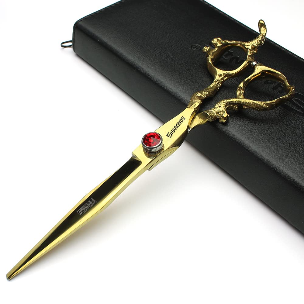 Gold 6/78/9 Inch Professional Haircut Scissors, Multifunctional Haircut Scissors Set (7 Inch Flat Scissors)