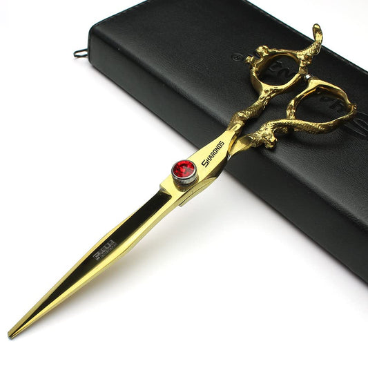 Gold 6/78/9 Inch Professional Haircut Scissors, Multifunctional Haircut Scissors Set (7 Inch Flat Scissors)