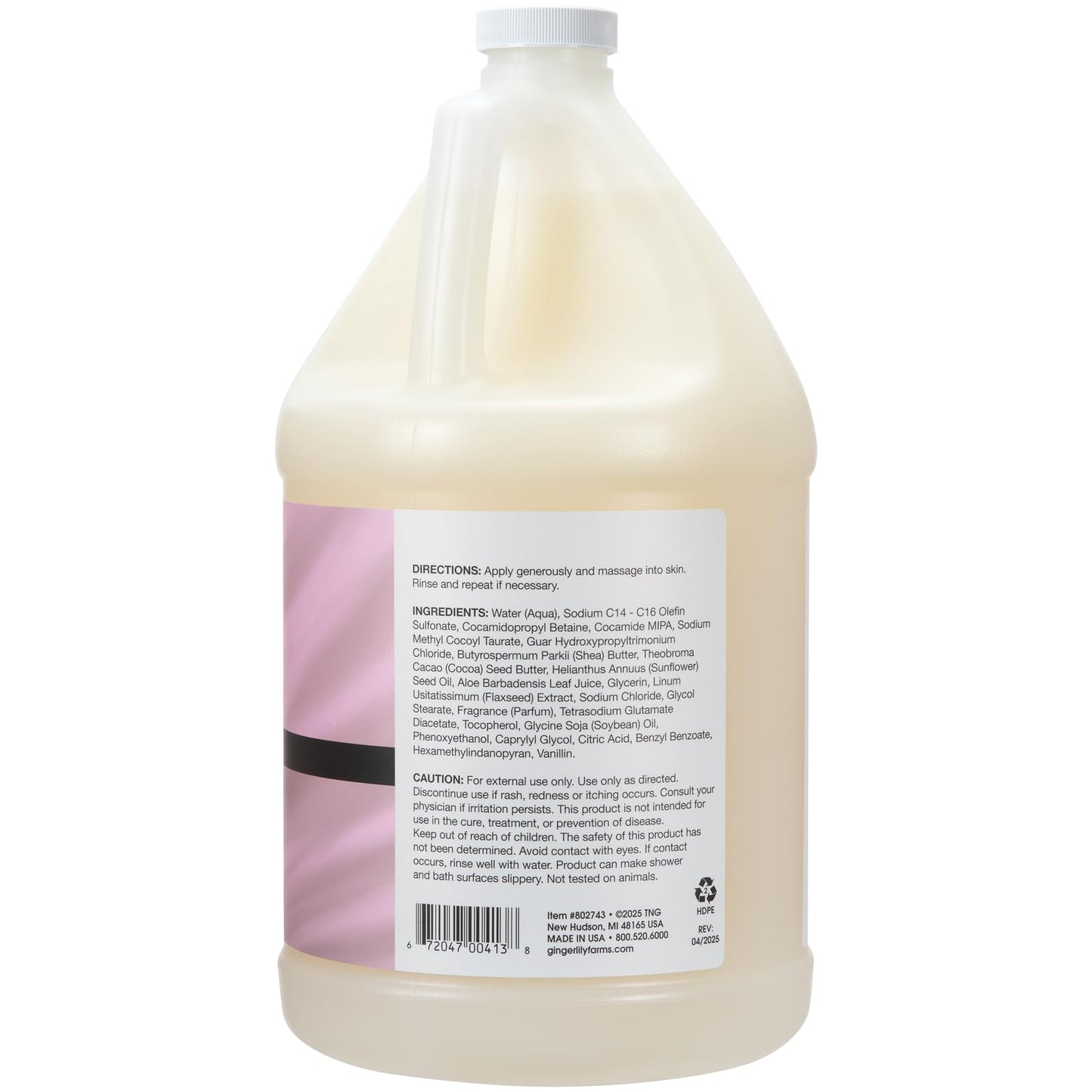 Ginger Lily Farms Botanicals Shea Indulgence Deep Hydration Body Wash, 100% Vegan & Cruelty-Free, Vanilla Sugar Bliss Scent, 1 Gallon (128 fl oz) Refill