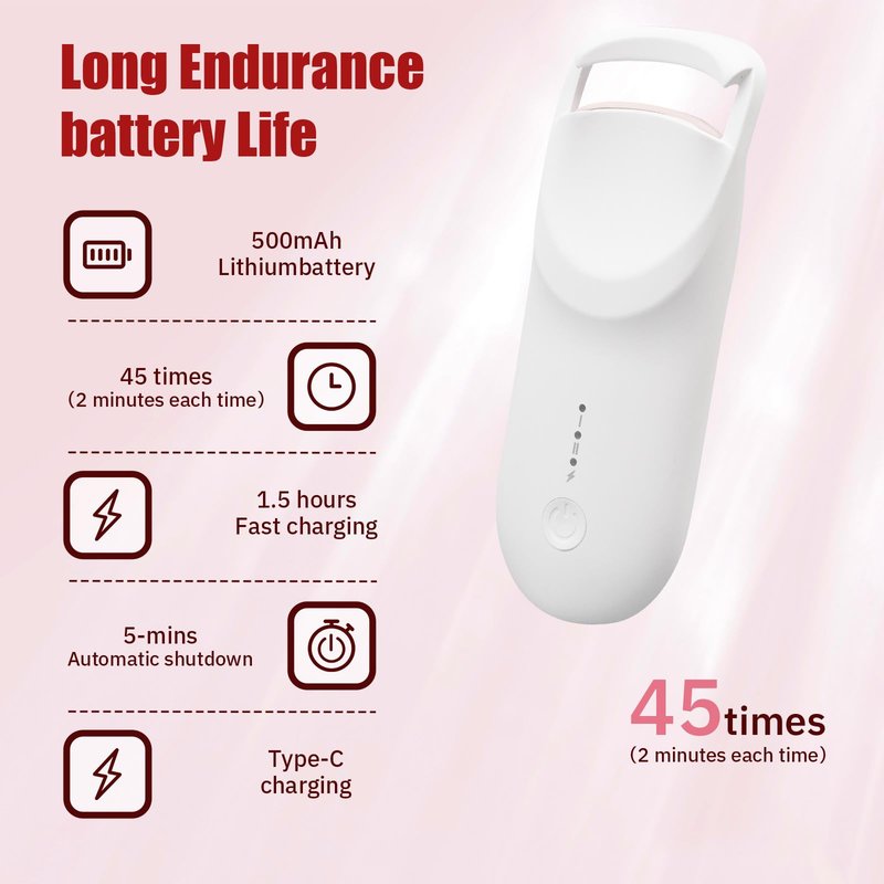 Upgrade Heated Eyelash Curler, Electric Eyelash Curler with 5s Fast Heating, Type-C Rechargeable, Portable Lash Curler, Long-Lasting Lash Lift, Natural Style, Heat-Sensitive Pad (White)