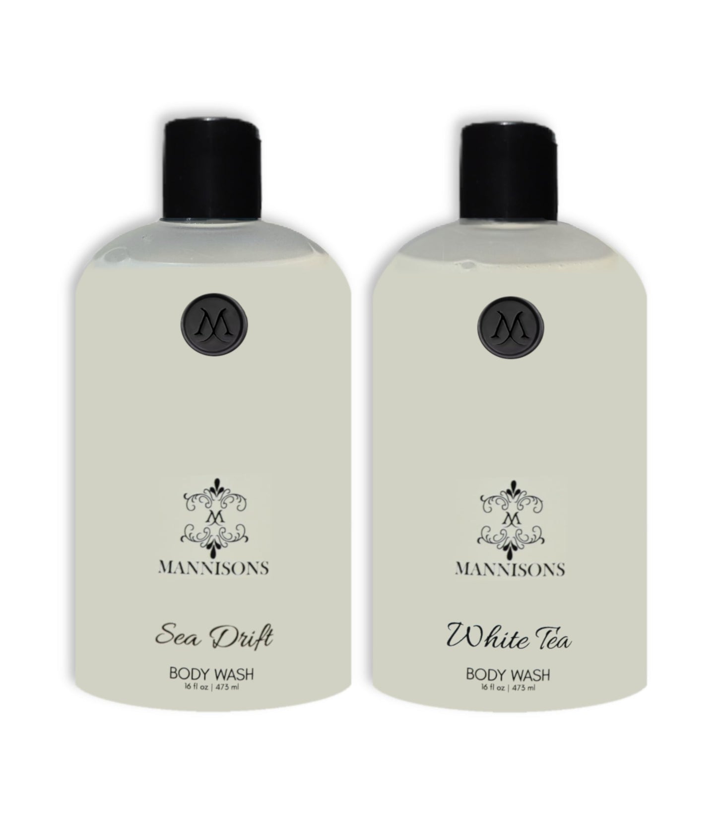Mannisons Body Wash 2-Pack Set - Sea-Drift/White Tea (16 fl oz/ea) Body Wash for Deep Moisture | For Women & Men, Dye Free, Leaving Skin Soft and Hydrated |