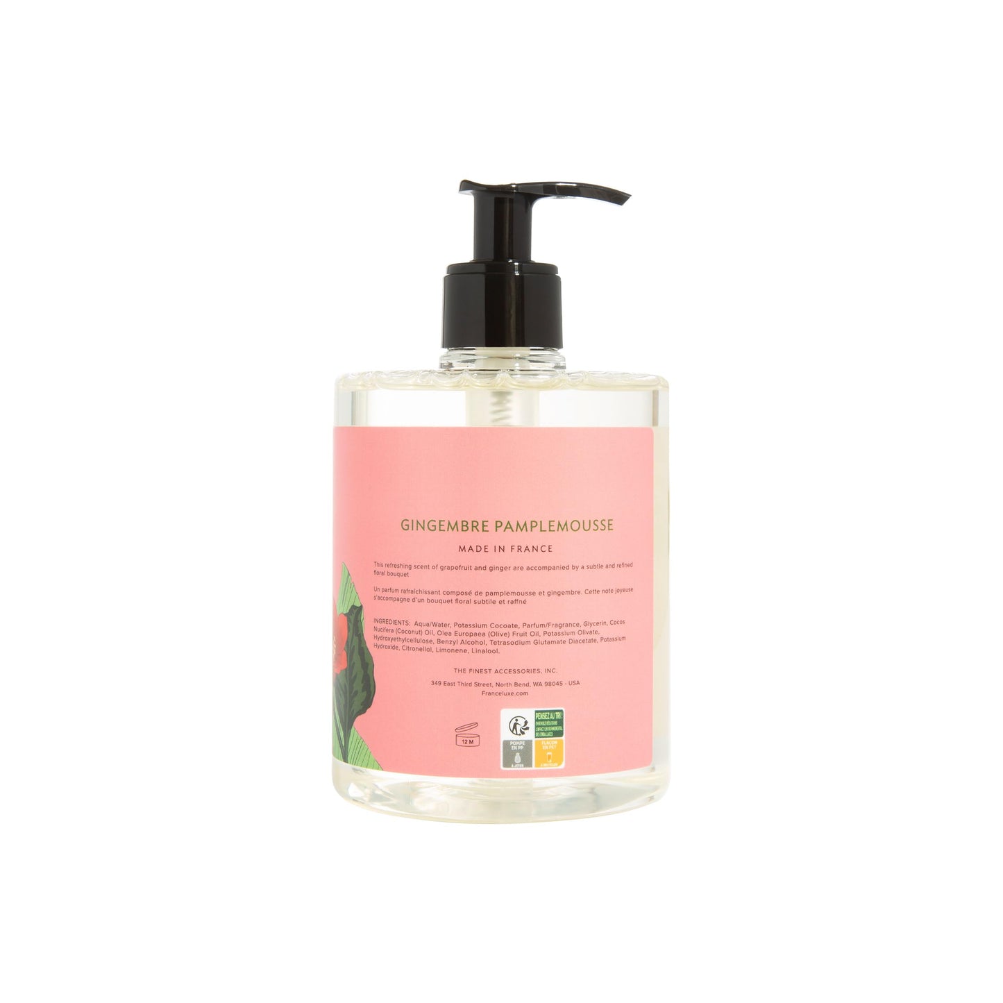 France Luxe Body French Perfumed Hand Soap, Ginger & Grapefruit Luxury Hand Soap, Moisturizing Coconut & Olive Oils Leave Hands Soft, 16.9 Oz.