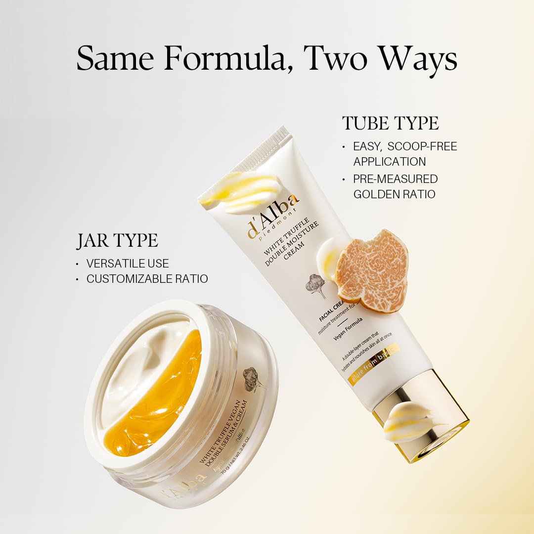 d'alba White Truffle Double Moisture Cream - 2-in-1 Vegan Face Moisturizer for Firming & Tightening | 2.02 oz