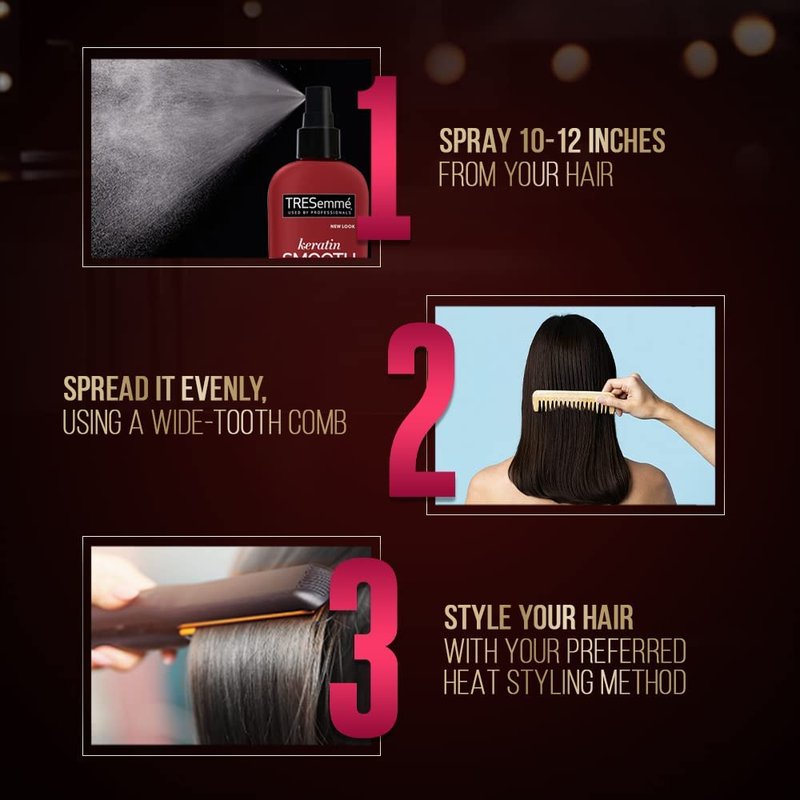 Tresemmé Heat Protect Spray with Marula Oil, Keratin Smooth for 5-in-1 Anti-Frizz Control 8 Oz