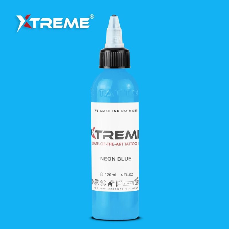 Xtreme Tattoo Ink - Versatile Medium Viscosity Neon Blue Tattoo Ink for Precision Tattooing | 4 oz
