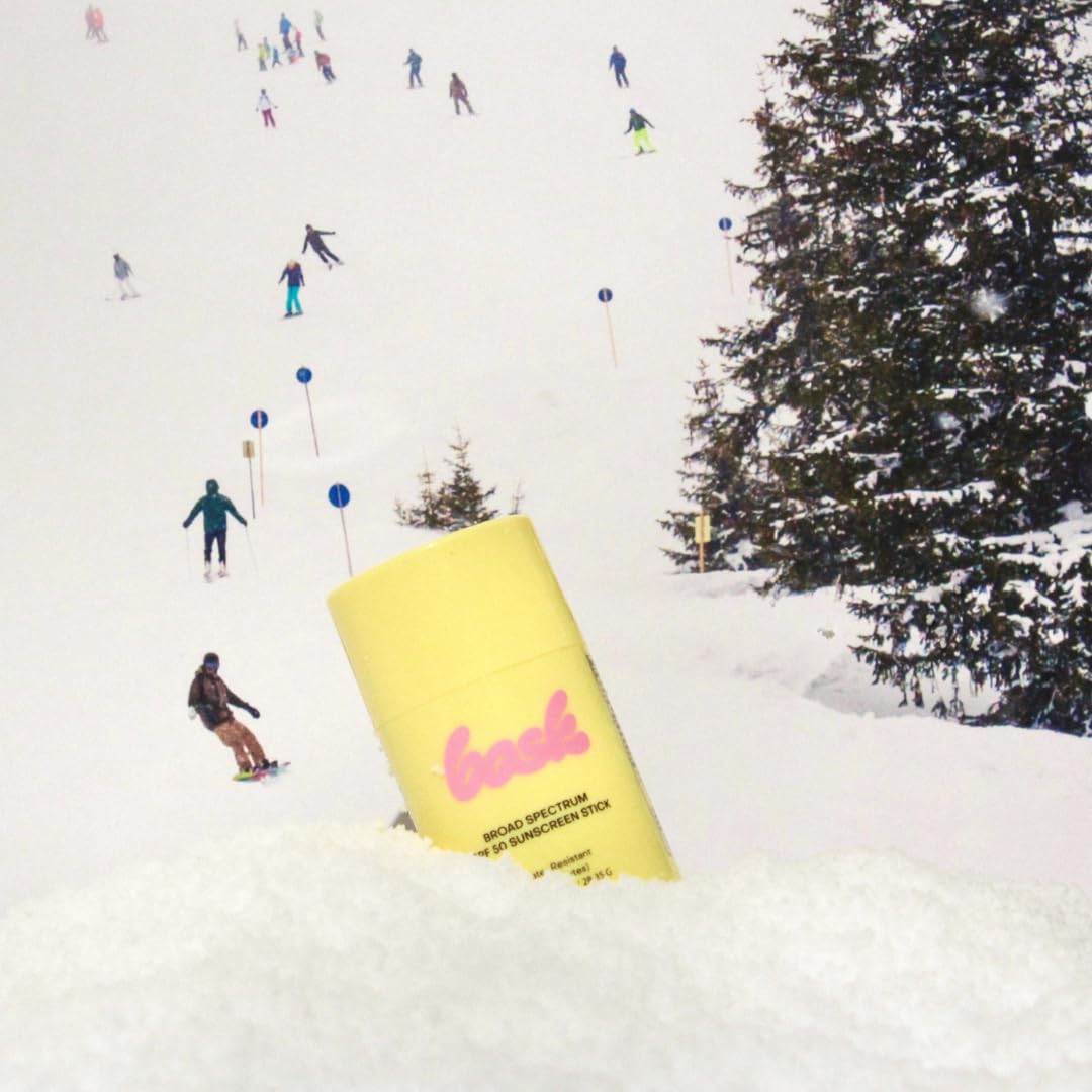 Bask SPF 50 Sunscreen Stick – Fragrance Free, Reef Safe Face & Lip Sunblock for Skiing, Snowboarding & Winter Sports – Broad Spectrum, Moisturizing & Travel-Friendly Sun Stick, 1oz