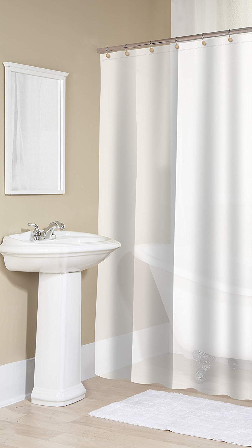 Splash Home Vinyl Shower Liner, Lightweight Shower Curtain Liner with 12 Rustproof Metal Grommet Holes 70” W x 72” H, Heavy Duty Waterproof Shower Curtains for Bathroom - Frosty Clear