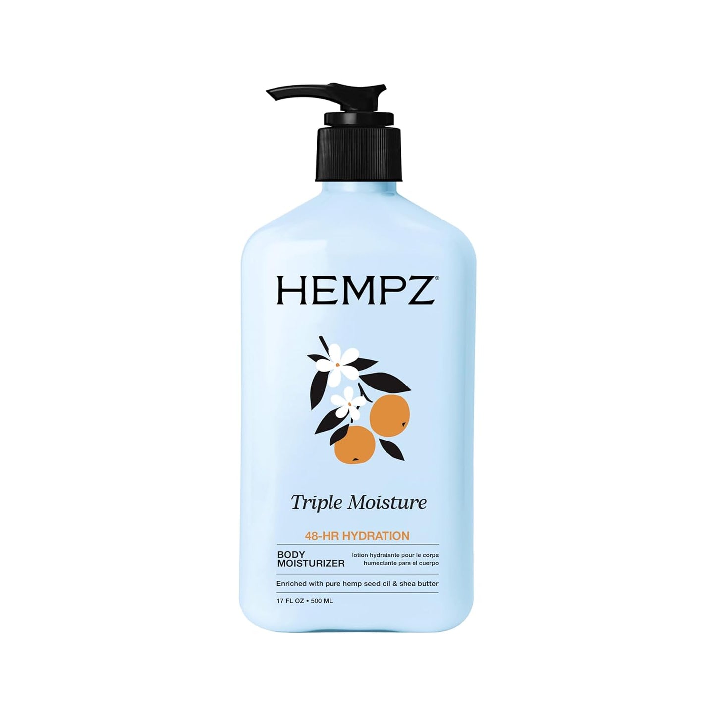 Hempz Triple Moisture Body Moisturizer - Hydrating Lotion with Vitamin C & Hempseed Oil | 17 Oz for Dry Skin
