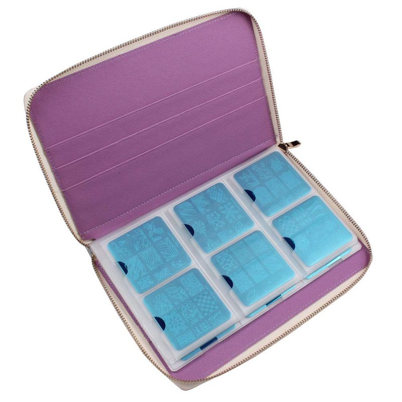 FingerAngel 72 Slots Holographic Nail Plates Holder Case Stamping Templates Organizer Square & Round Printing Molds Collection Manicure Tool Accessorie (Silver)
