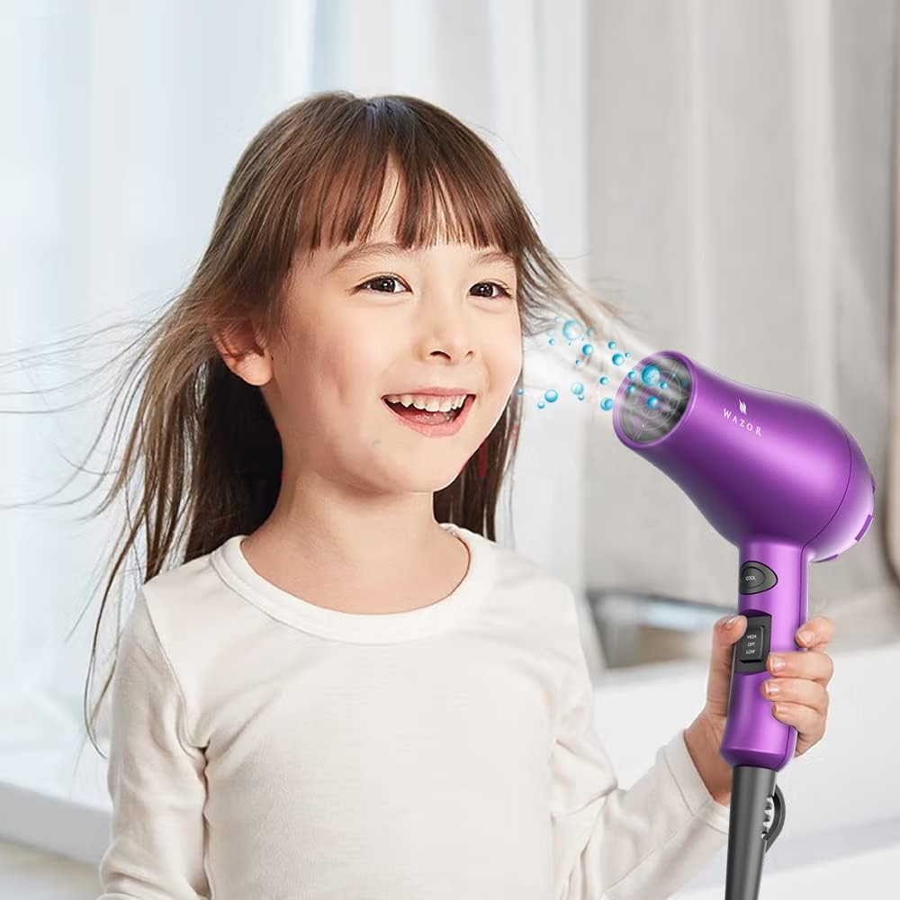 Lightweight Kids Hair Dryer - 1000W Ionic Compact Blow Dryer for Travel & RV | Perfect for Young Hair