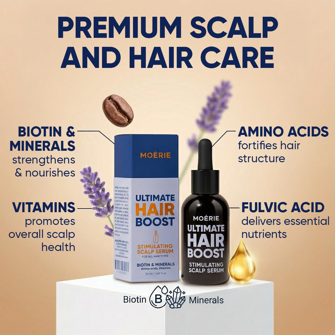 MOERIE Ultimate Hair Growth Serum for Natural Hair Regrowth & Thickening - Anti Thinning & Hair Loss Treatment for Women - Rapid Hair Growth Products - Scalp Oil Alternative - 1.69 fl oz, 2 pack