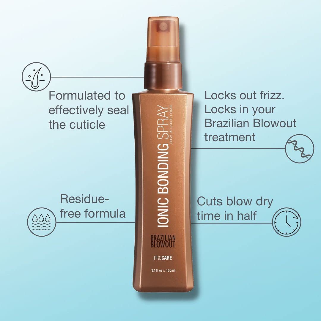 Brazilian Blowout Ionic Bonding Spray, Frizz Controls & Heat Protection