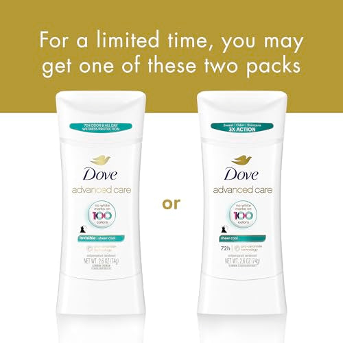 Dove Advanced Care Antiperspirant Deodorant Stick Sheer Cool for Soft, Resilient Skin, with 72-Hour Sweat & Odor Protection, 2.6 oz