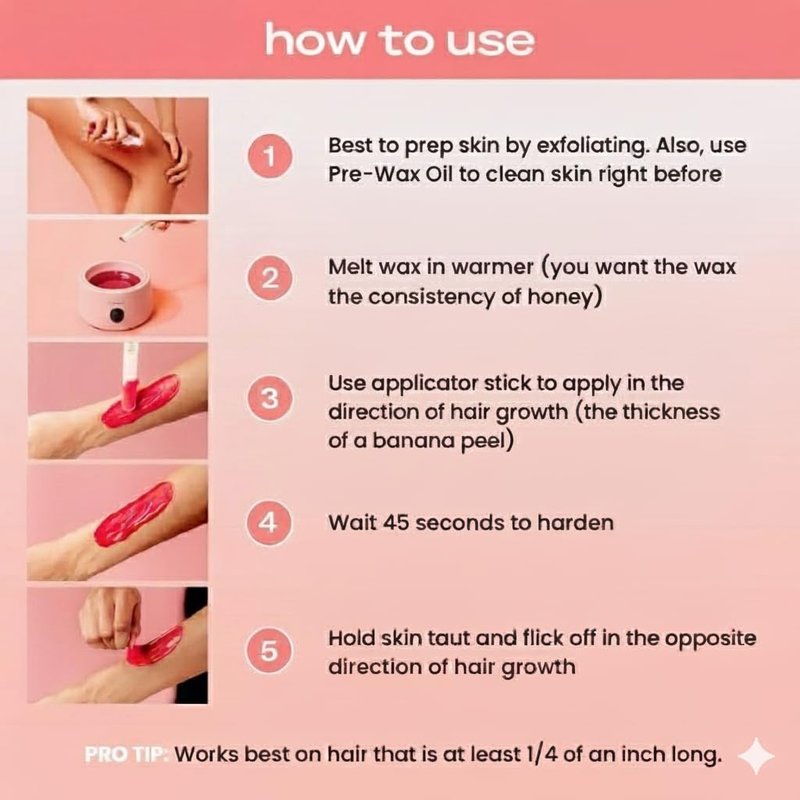 KoluaWax Premium Waxing Kit for Women - Beginner Friendly - Complete Wax Kit that includes 14oz of Wax Beads, Applicator, Pre and Post Care, Suitable for Sensitive Skin (Blush) - Mothers Day Gifts
