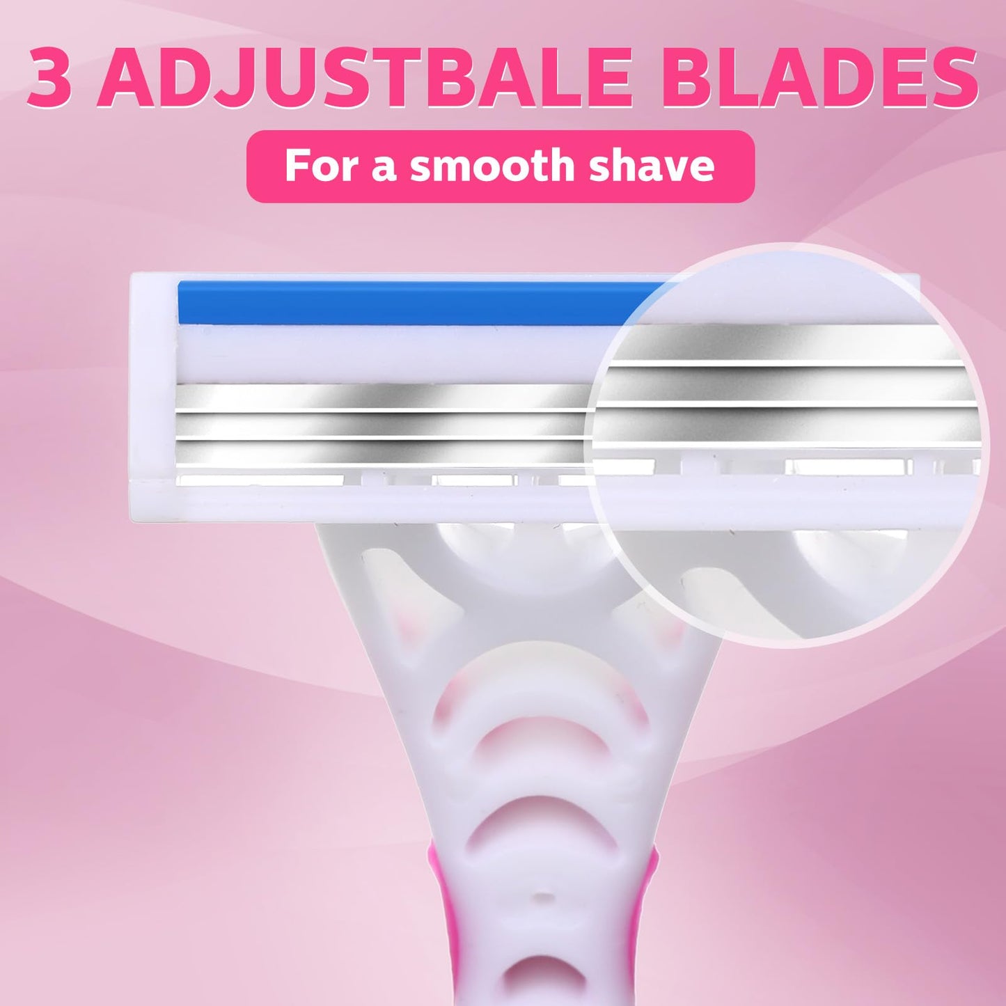 Leriton 72 Count Women's Disposable Razors Blades Bulk 3 Blade Razors for Women Disposable Head Razor Sensitive Skin Razor Comfortable Shave for Bathing Hotel Travel