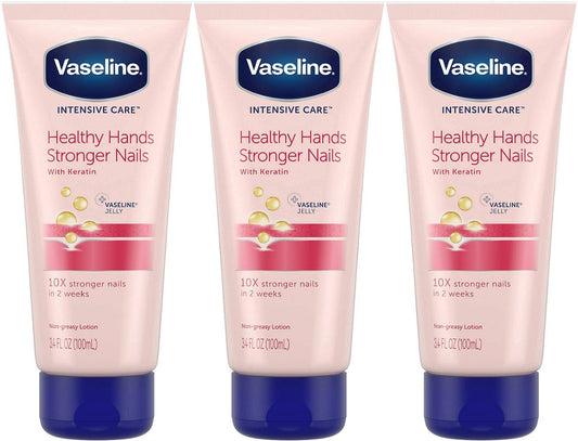 Vaseline Intensive Care Healthy Hand Stronger Nails Lotion, 3.4 Fl Ounce (Pack of 3)
