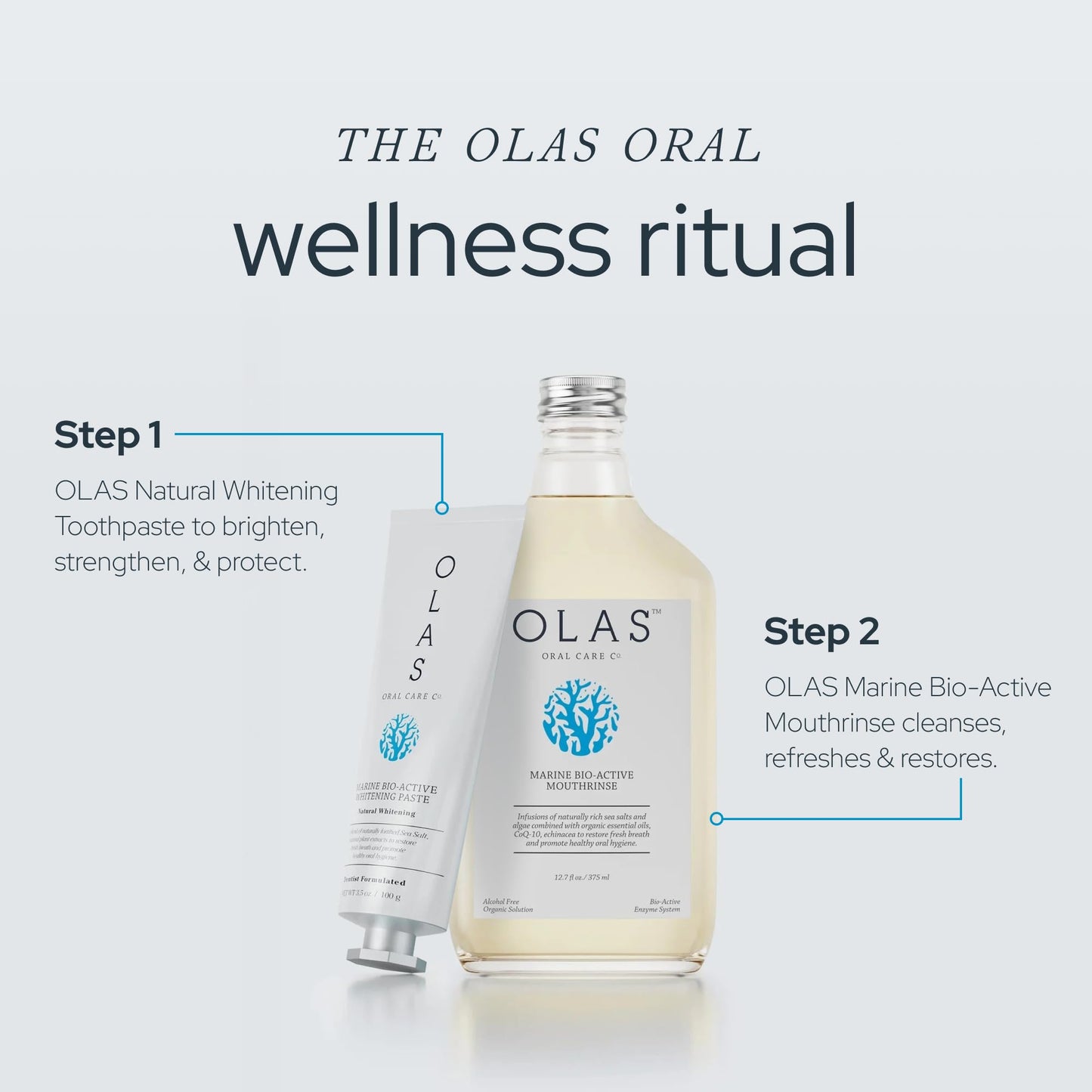 OLAS Marine Sea Mint Bio-Active Toothpaste - Fluoride Free Toothpaste - Promote a Healthy Oral Microbiome & Natural Fresh Breath - SLS Free & Dentist Formulated (3.5oz)