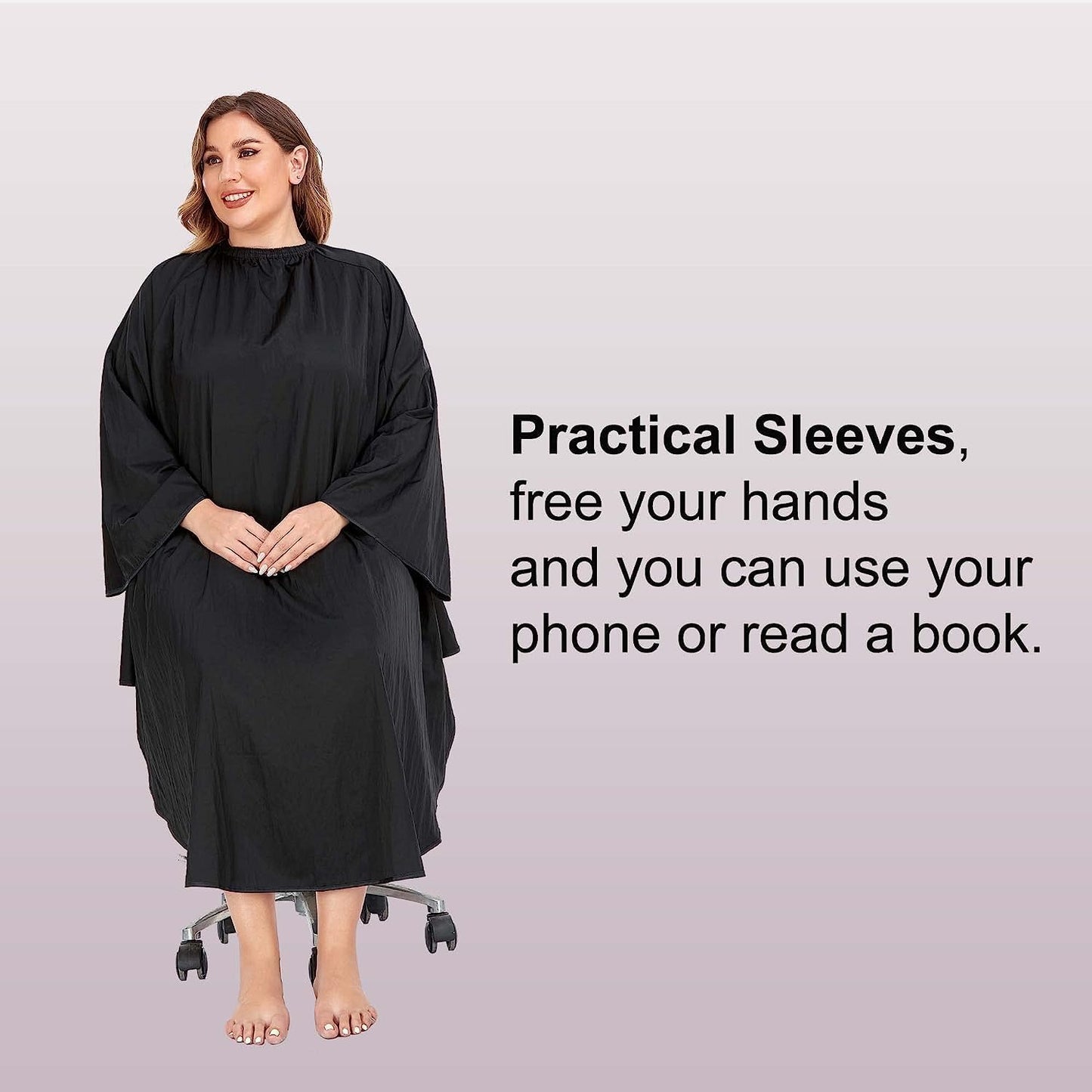 Professional Hair Cutting Cape - Barber Gown with Sleeves | Black Salon Cape