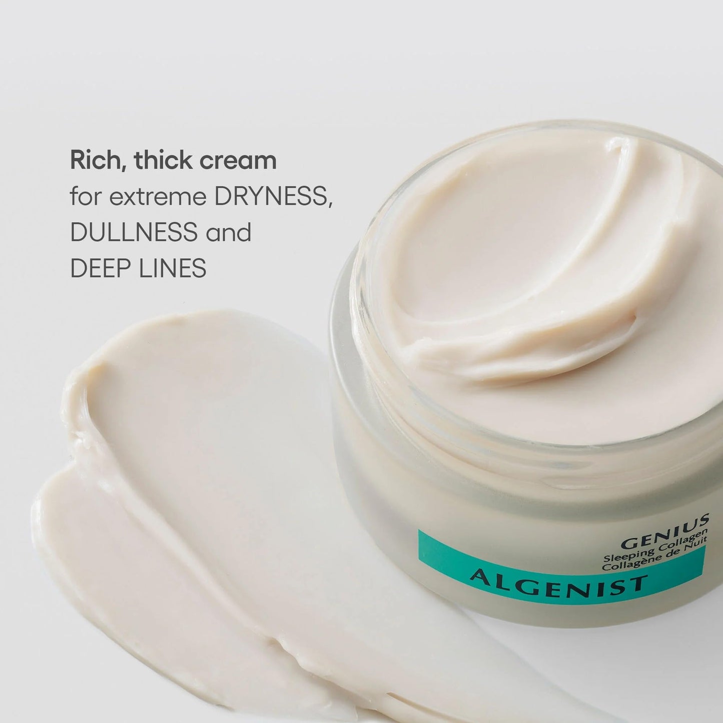 Algenist GENIUS Sleeping Collagen Night Cream - Overnight Biomimetic Collagen Facial Moisturizer with Alguronic Acid, Ceramides and Microalgae Oil - Rich Buttery Face Cream for Smooth Dewy Skin (2 Oz)