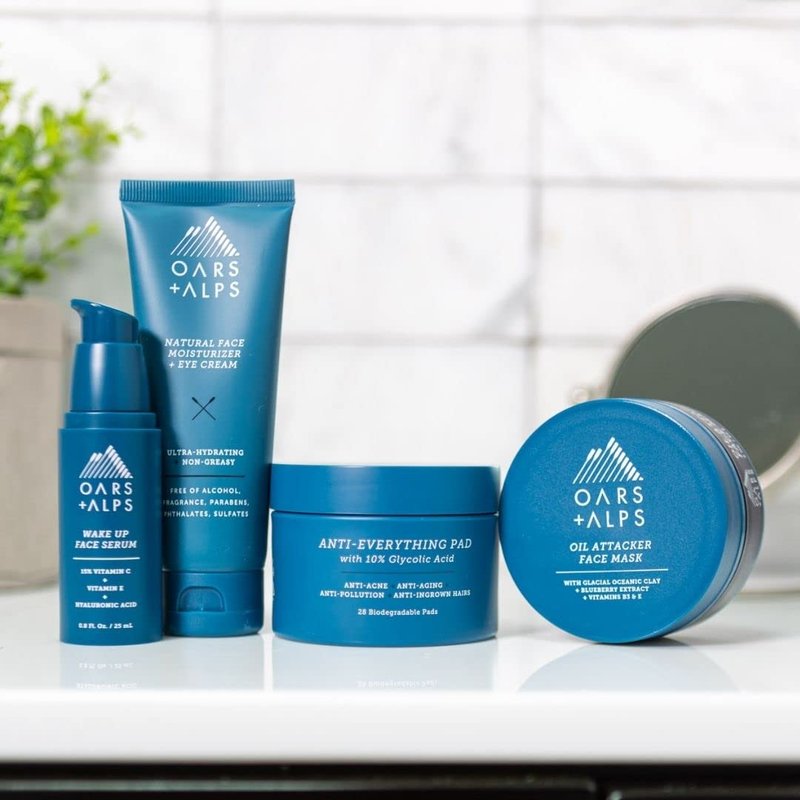 Oars + Alps Anti Everything Pads & Blackhead Remover, Facial Cleanser & Exfoliator with 10% Glycolic & Salicylic Acids for All Skin Types, Exfoliant Hydrates Skin & Reduces Blackheds, Wrinkles,28 ct