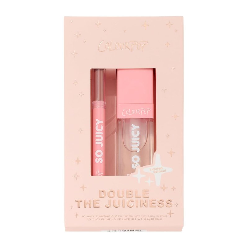 ColourPop Plumping Lip Liner & Oil Duo - Non-Sticky Formula for Shine & Definition | Tease & Lychee Jelly (2 Count)