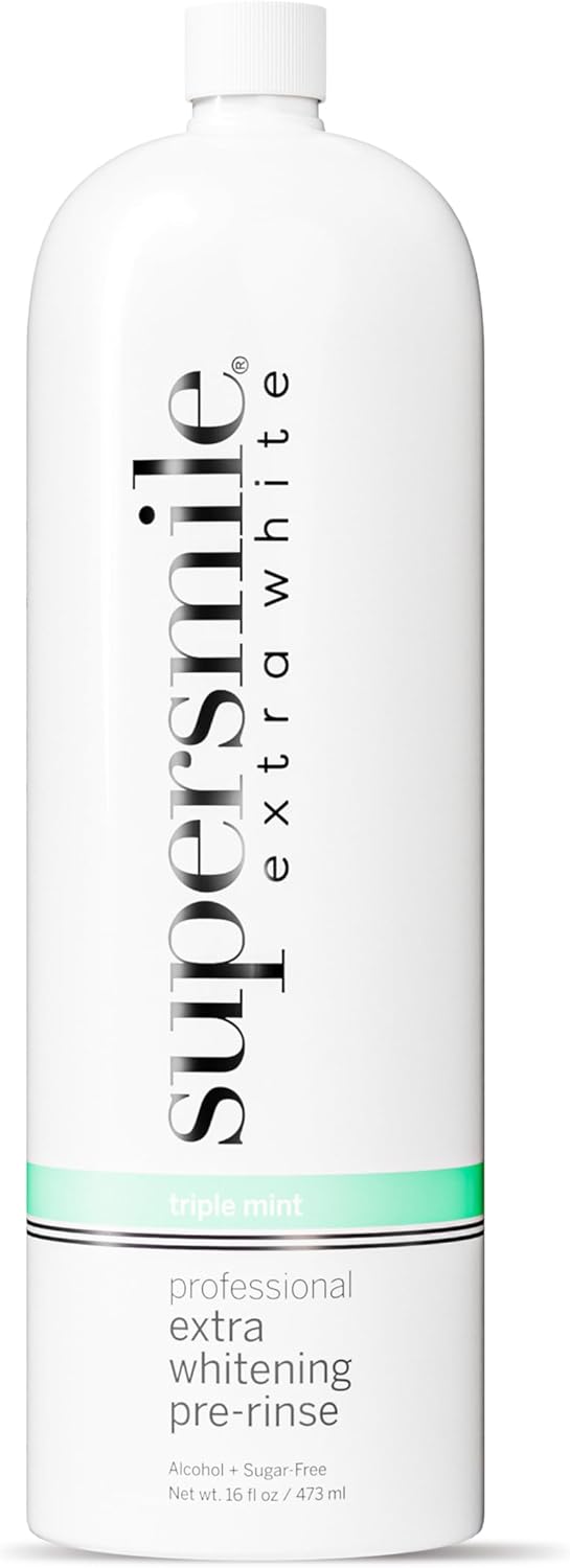 Supersmile Extra Whitening Mouthwash - Pre-Brush Rinse with Hydrogen Peroxide | 16 oz, Enamel Safe, Triple Mint Fresh Breath
