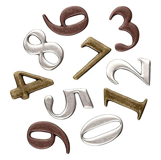 PRIMA MARKETING INC Sunrise Sunset Mechanicals Metal Vintage Trinkets-Numbers 1", 10/Pkg, Large, Multicolor