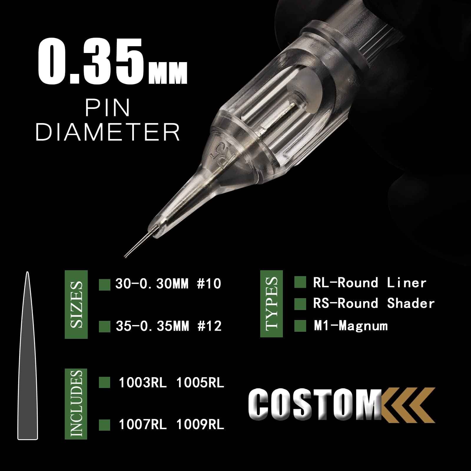 Rayyl 80Pcs Tattoo Needles Cartridges - Mixed Size 1205RL 1207RL 1205RS 1207RS 1207RM 1209RM 1207M1 1209M1 Tattoo Needles Cartridges