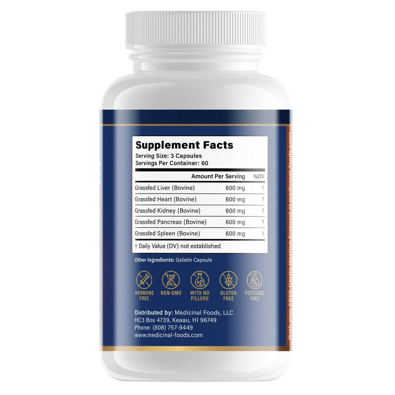 Medicinal Foods Dentite Nourish Tooth & Bone Builder | Ancestral Superfood for Enamel Repair & Bone Strength | Grass-Fed Beef Organ Complex | Build Healthy Teeth & Gums | 120 Capsules