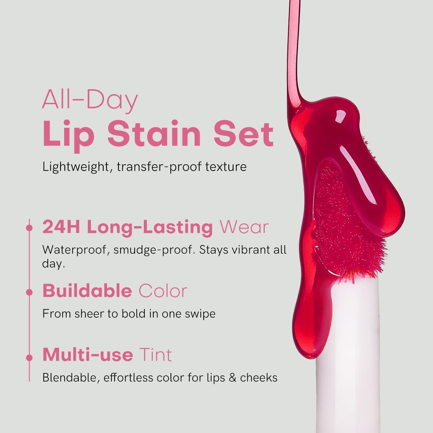 bayfree Lip Tint Stain Set, 3 PCS Korean Water Tint Lightweight Non-sticky, Waterproof Long Lasting Liquid Blush & Lip Stain, Transfer-Proof, Matte Finish Lip Color Makeup (fruit platter)
