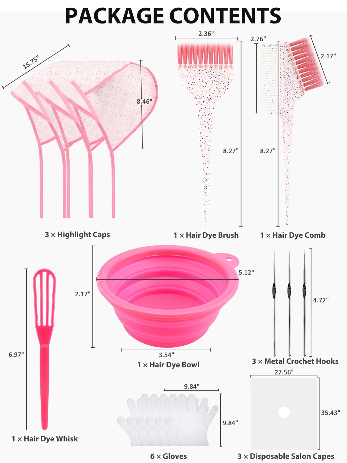 YOOVR 19PCS Hair Bleach Highlighting Kit - Complete Set with Brush, Bowl, Gloves & Frosting Cap for Home Salon Use