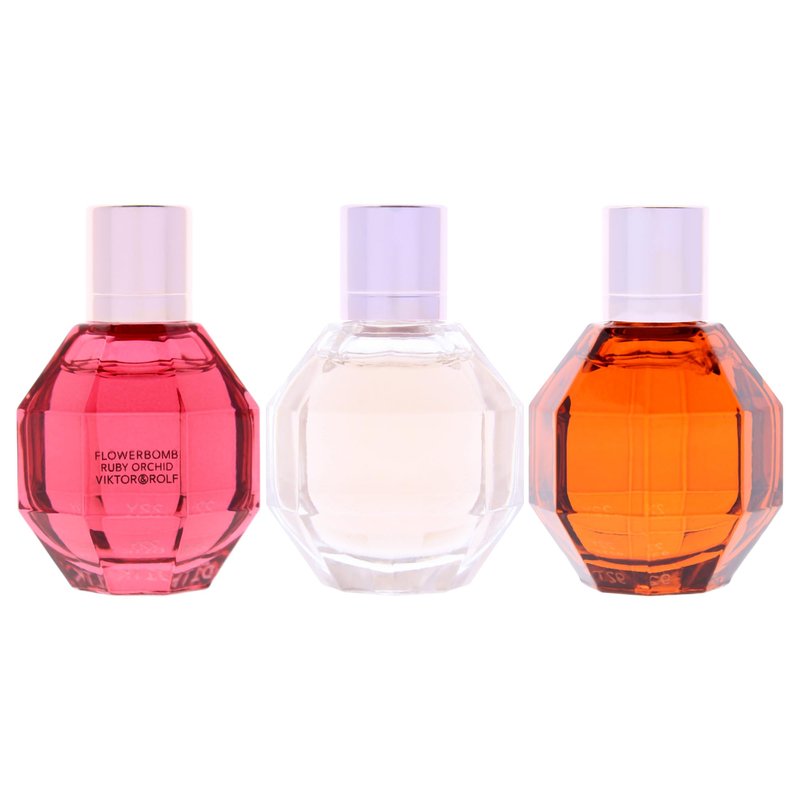 Flowerbomb Trio Set by Viktor and Rolf for Women - 3 Pc Mini Gift Set Flowerbomb, Ruby Orchid, Tiger Lily, All 0.24 EDP Spray