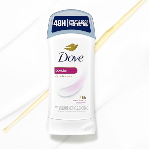 Dove Invisible Solid Antiperspirant Deodorant Stick for Women, Powder, For All Day Underarm Sweat & Odor Protection 2.6 oz 2 Count