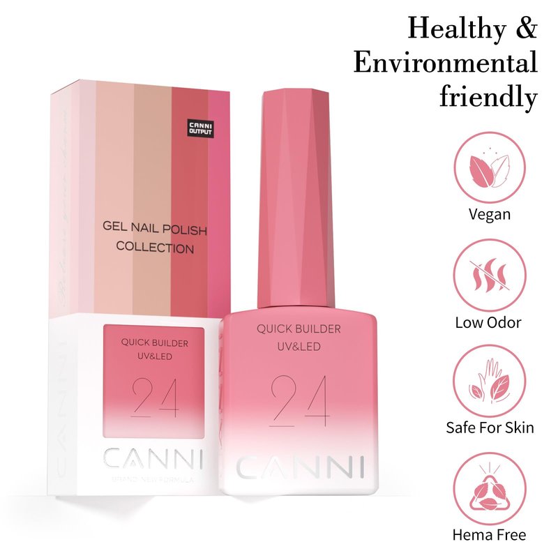 CANNI Quick Builder Nail Gel For Nails Set – 6 Colors 9ML Nude Soft Peach Pink, Soak Off UV LED Nail Extensions & Strengthening, Self-Leveling Builder Gel for DIY Manicure & Salon Use Women