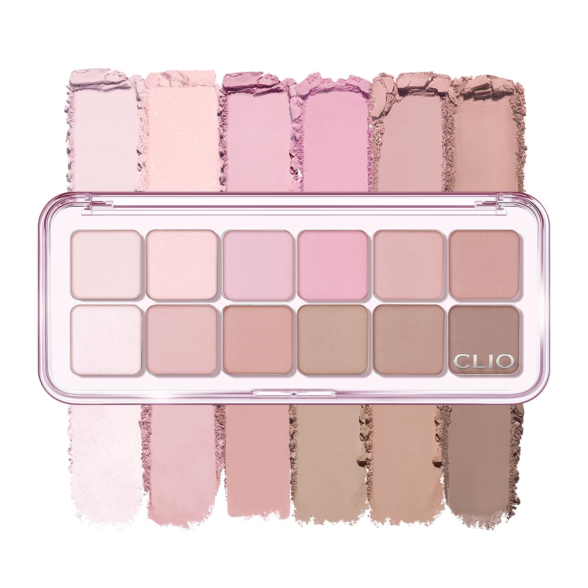 CLIO Pro Eye Palette Air, 12-Color Eye Shadow Palette, Matte Shimmer Mix, Air-Fit Blendable Pigmented Buildable Color, Low Fallout, Cool Mauve Neutral Tone, Daily Korean Makeup (07 LAVENDER STAFF)