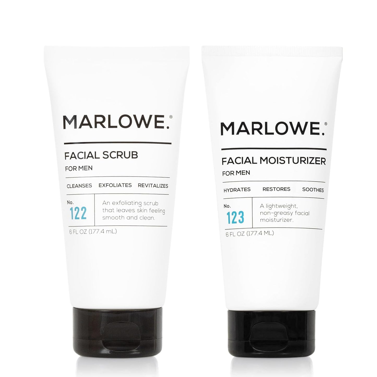 Marlowe. Men's Skin Care Set - Exfoliating Facial Scrub & Hydrating Moisturizer Duo | Vegan Daily Grooming Essentials